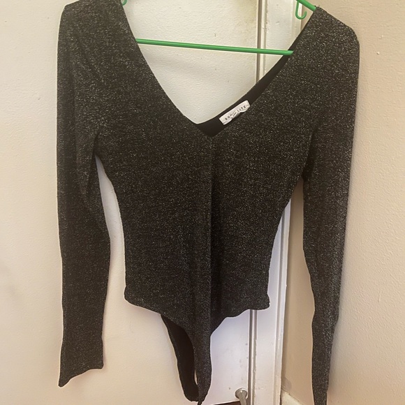 Black shimmer bodysuit. Size small. Worn twice. - Picture 1 of 3